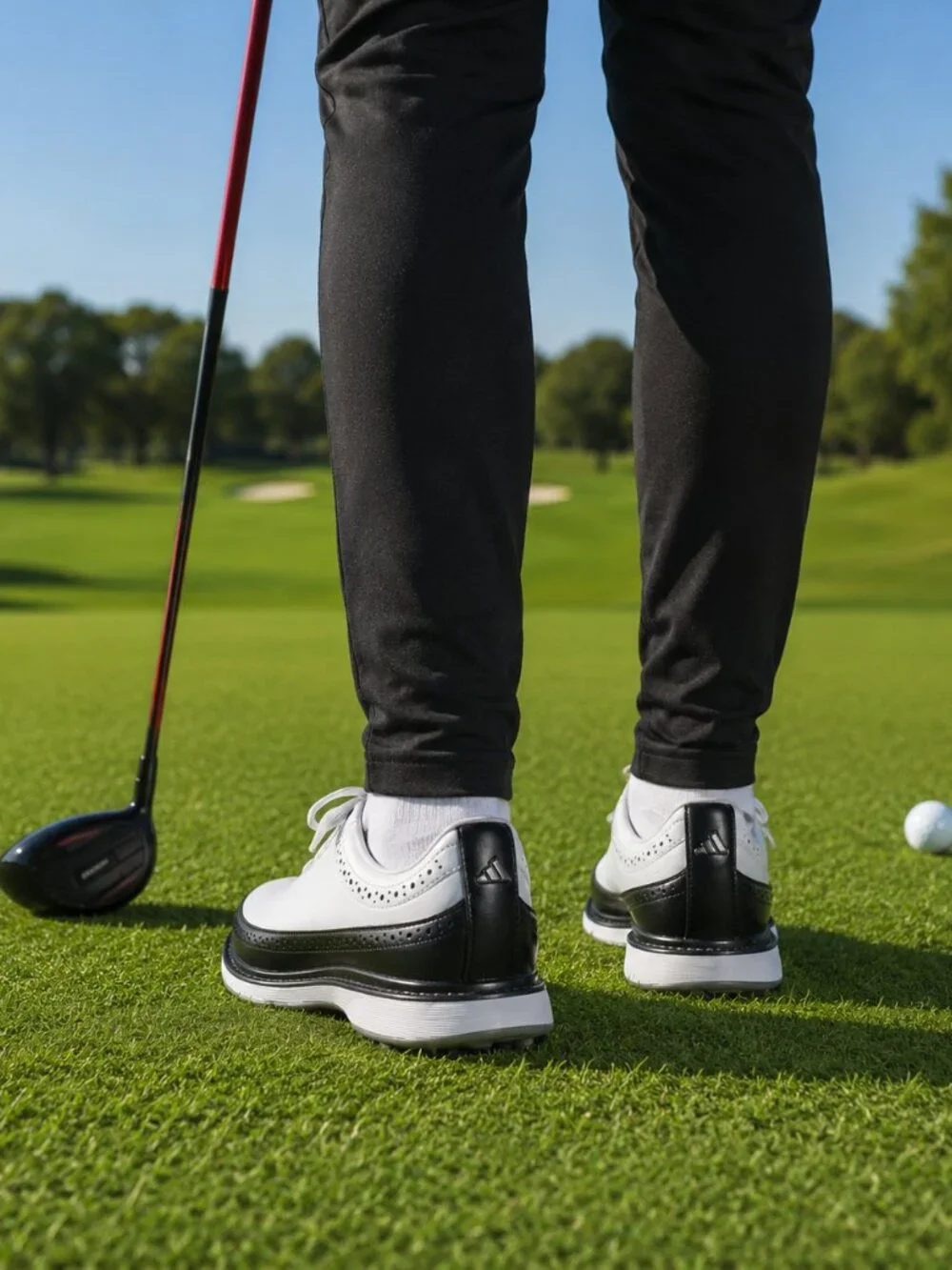 Adidas MC80 Spikeless Golf Shoes White/Black Leather Saddle ID4750 Men Size 9.5